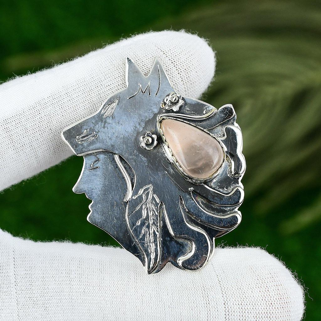 Подарок для нее Ювелирная подвеска из стерлингового серебра 925 пробы с натуральным розовым кварцем