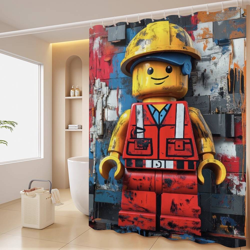 Мультяшная Абстрактная Веселая Различные Профессии L-Лего Занавеска для Душа, Декоративная Занавеска для Душа для Ванной Комнаты, Водонепроницаемая Занавеска для Душа с Крючками