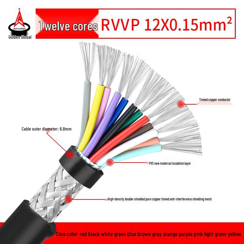 RVVP Shielded Control Signal Cable - Available in 2 to 14 Cores, 0.15 to 0.2 Square