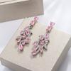 Роскошные розовые серьги-листья из циркония для женщин, дизайн, сладкие, романтические, свадебные, висячие, ювелирные изделия, длинные серьги-гвоздики