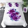 Комплект постельного белья с фиолетовыми цветами, комплект пододеяльников с цветочным принтом, покрывала с акварельным рисунком из полиэстера Queen King Size, подарок для девочек