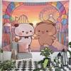 Cute Bear Friends at Funland Carnival Pattern Wall Hanging Tapestry Decorative Tapestry Home Decor for Bedroom and Living Room
