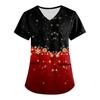Большой размер Принтованный скраб Рабочая униформа Топы для женских V-образный вырез с запахом Принт Короткий рукав Веселые футболки Рабочая одежда Футболка с карманами