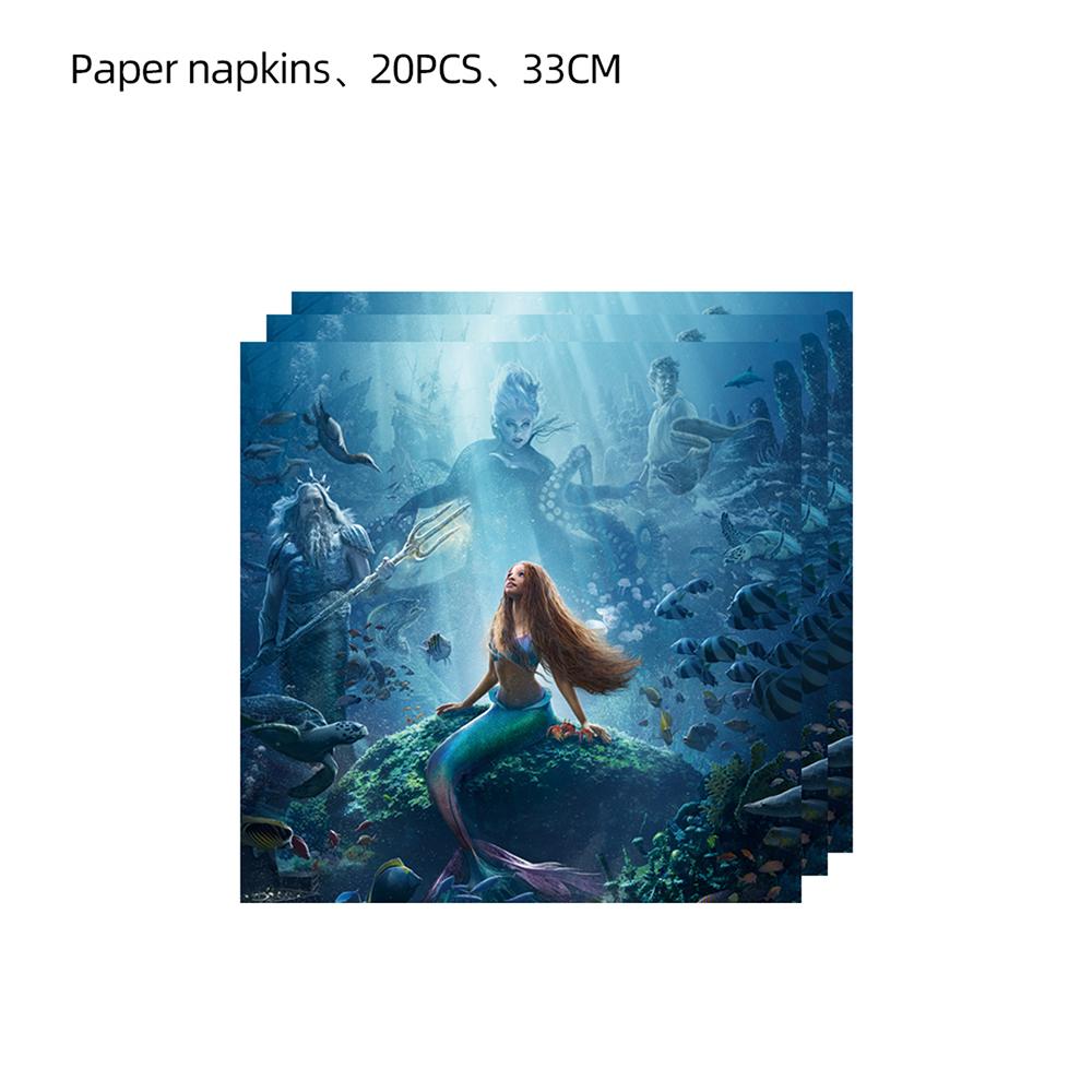 51Pcs Plates, Napkins, Cups & Tablecloth For Little Mermaid Theme Birthday Party