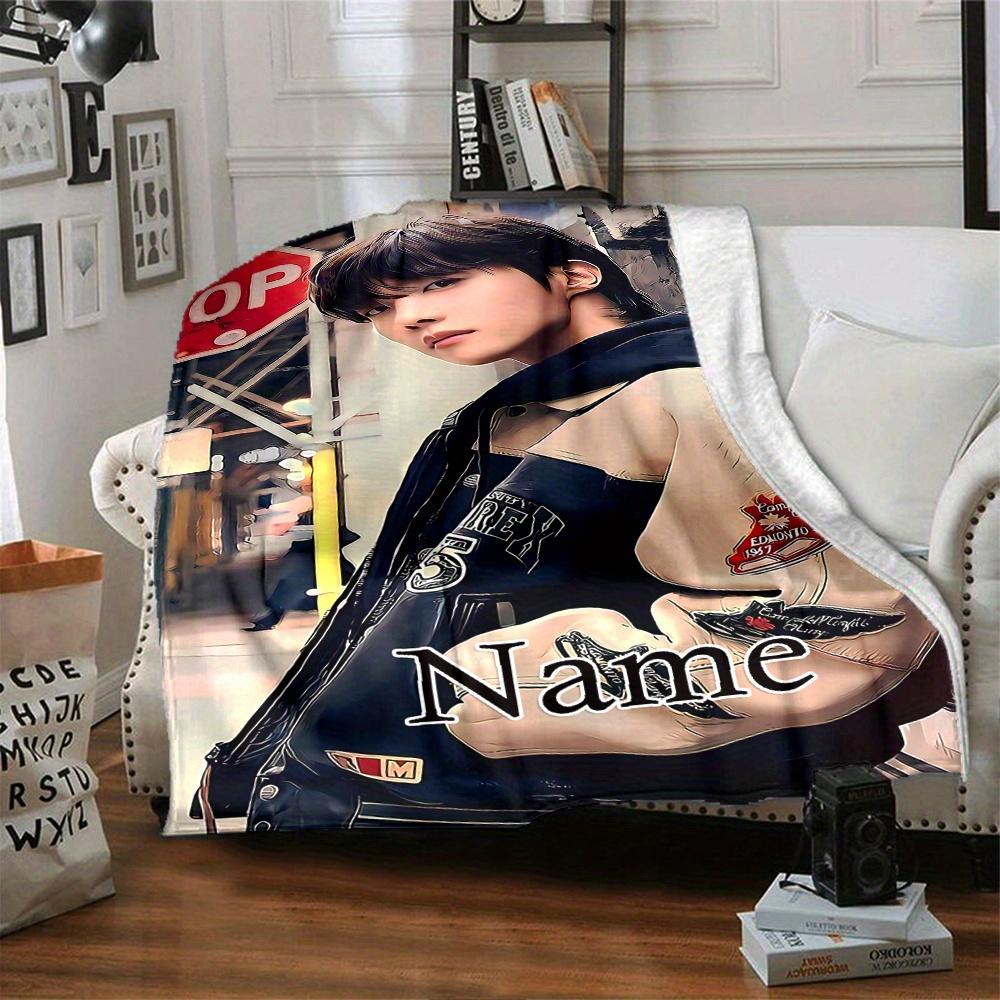 Idol Boy Group Flannel Blanket With Personalized Name Soft And Cozy Shawl Blanket Suitable For All Seasons Perfect For Home Travel Camping Office