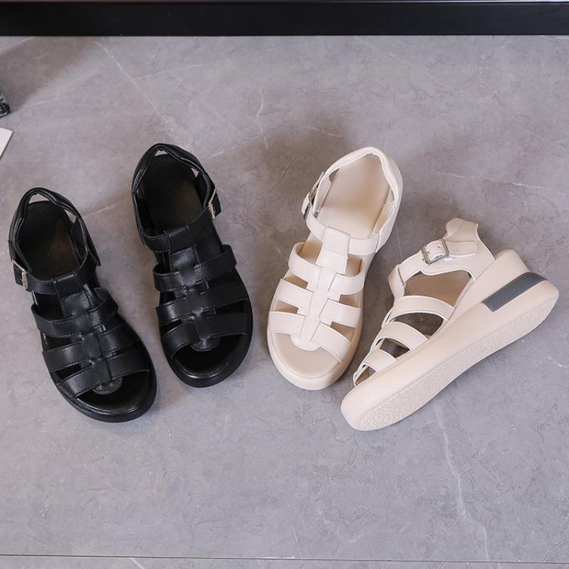 Весна и лето Новые босоножки женские на платформе с открытым носком и пряжкой Повседневные босоножки на платформе Сандалии