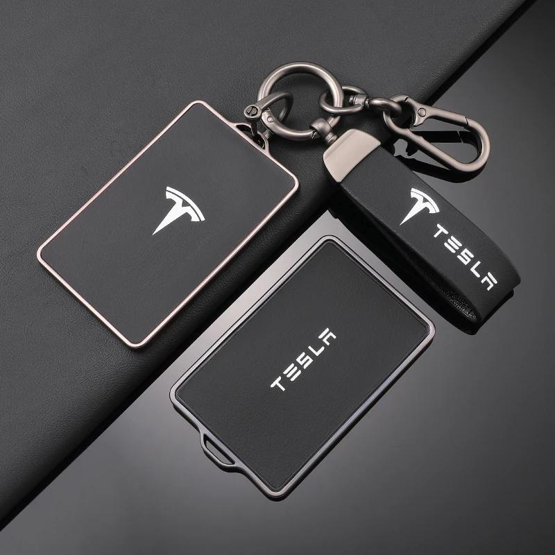 High Quality Leather Car NFC Key Case Shell Cover Fob for Tesla Model 3 S X Model Y Key Case Protector Holder Auto Accessories