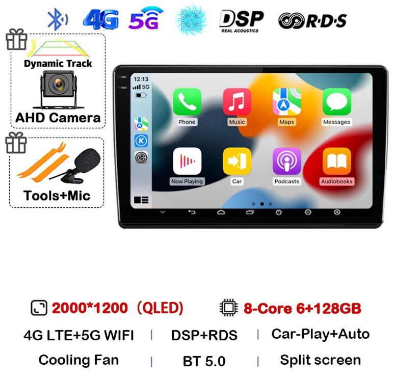 Android 14 Carplay Auto для Skoda Fabia 2 2007-2012 2013 2014 Автомобильный радиоприемник GPS стерео мультимедийный проигрыватель головное устройство 2 din WIFI+4G DSP