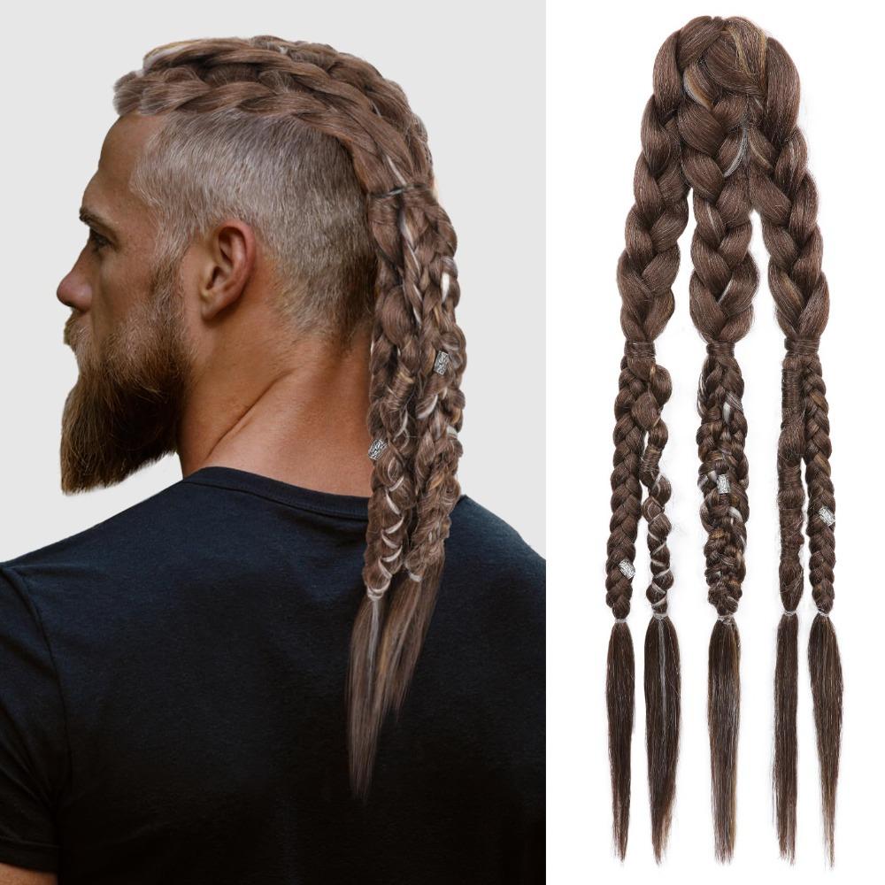 Длинные Viking Hair Extensions Clip In Ручная работа Косы Хвосты Аксессуары для Воина эпохи Возрождения