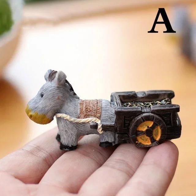 Mini Craft Micro Landscaping Decor Donkey Pull Board Cars Stone Mill Miniature Fairy Garden Home Decoration DIY Accessories