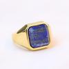 Minimalist 22MM Square Lapis Lazuli Ring 304 Stainless Steel Titanium Unisex Fashion Jewelry