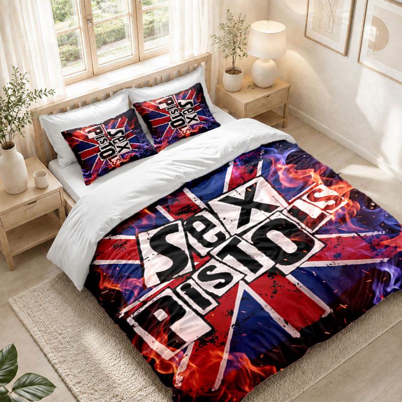 Bedding Set 1 Duvet Cover 2 Pillowcases Sex Pistols Print Bedroom Home Decoration