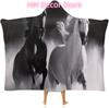 Black and White Horses Wearable Hooded Blanket, Ultra Soft Arctic Velvet Cape Cloak Unisex - Cozy Wearable Blanket 60"x80"