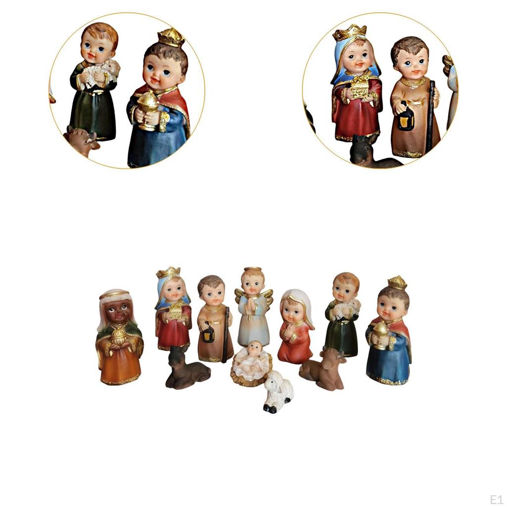 11Pcs Nativity Scene Manger Figurines Set Figures Resin 9cm Collectibles for Countertop