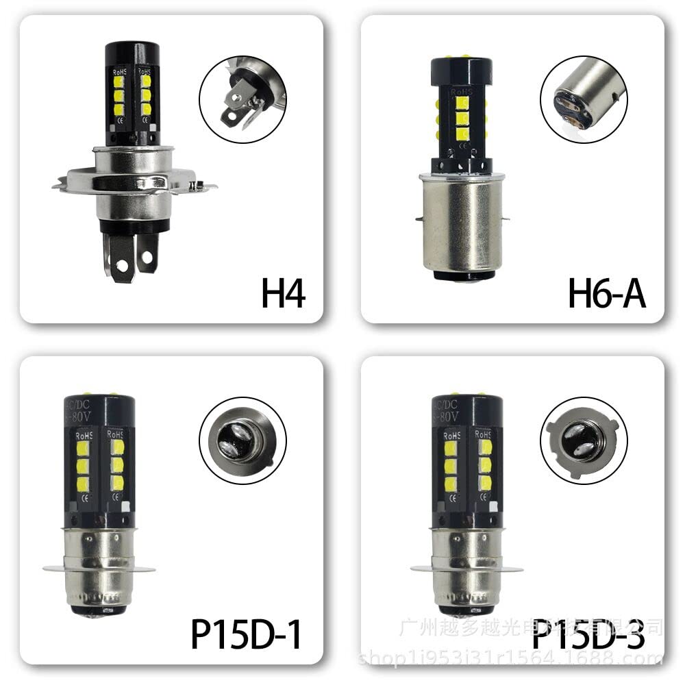 BA20D LED Headlight for Motorcycles, Hi/Lo Switching, LED Headlights, For Motorcycles, LED Bulb, 3030,