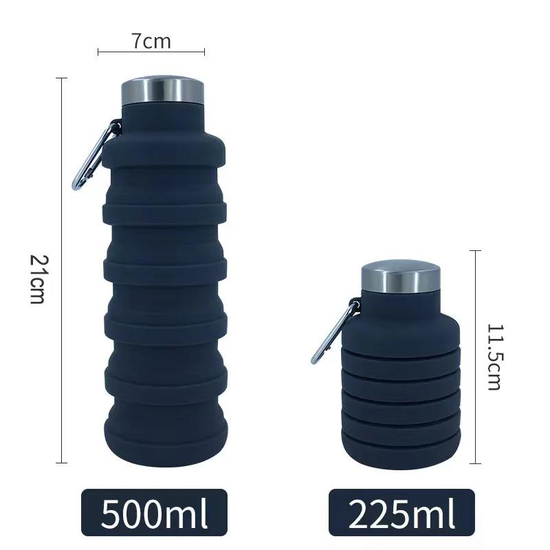 Foldable Silicone Water Bottle Collapsible Drink Bottle for Travel Gym Camping Hiking Lightweight Athletic Bottle with Carabiner
