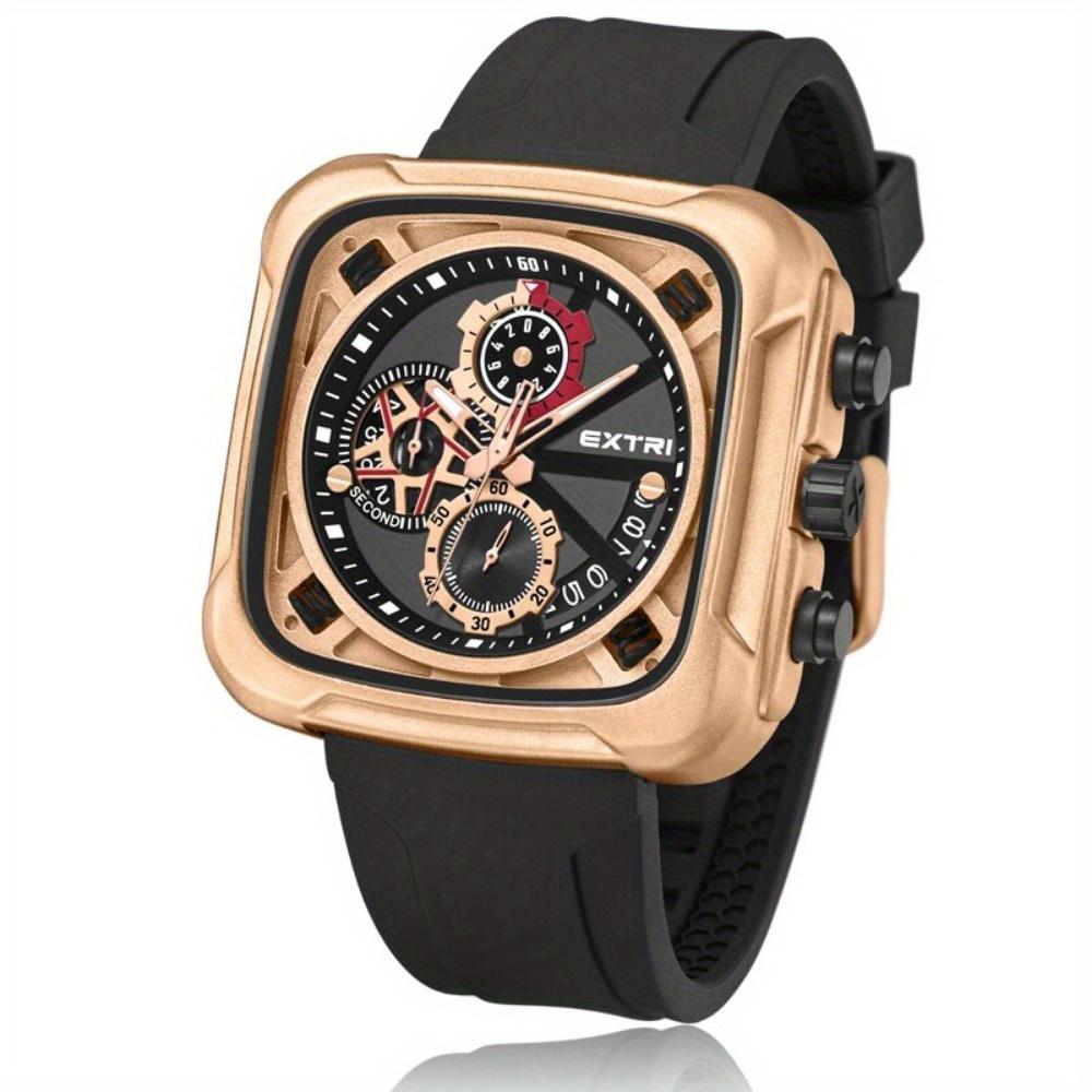 Роскошные модные мужские спортивные часы мужские квадратные силиконовые кварцевые наручные часы мужские деловые хронограф календарь водонепроницаемые часы