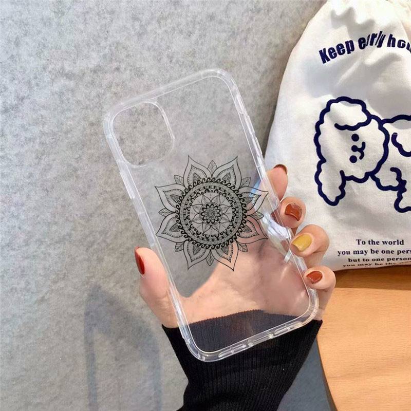 Чехол для телефона с изображением цветов мандалы art line, прозрачный мягкий чехол для iphone 12 11 13 7 8 6 s plus x xs xr pro max mini