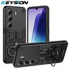KEYSION Shockproof Armor Case for TECNO Camon 40 Pro 4G 5G Soft Silicone+PC Metal Ring Stand Phone Cover for for TECNO Camon 40
