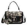 Hot Style High-end Western Style Printed Handheld Small Square Bag Women's Bag Trendy Stitching Single Shoulder Crossbody Bag