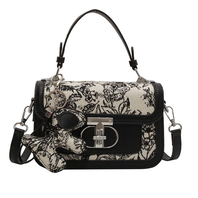 Hot Style High-end Western Style Printed Handheld Small Square Bag Women's Bag Trendy Stitching Single Shoulder Crossbody Bag