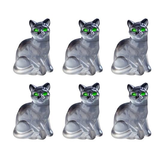 6Pcs Mini Resin Cats Glow-in-the-Dark Transparent Kitten Ornaments Miniature Cat Figurines for Fairy Garden Decor Micro Landscapes Crafts