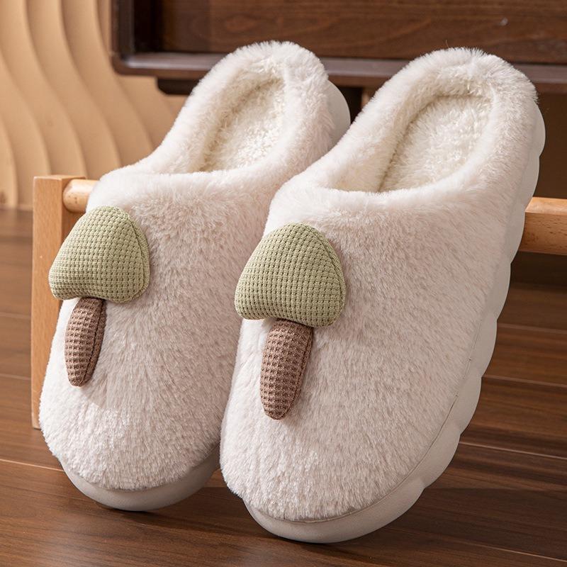 Осень и зима новые хлопковые тапочки женские домашние нескользящие мягкая подошва мужские пушистые хлопковые тапочки для помещений теплые и милые