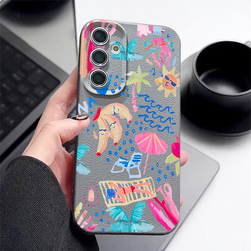 Мультяшный чехол-пенал для отпуска для Samsung Galaxy A57 A37 A17 A56 A36 A26 A16 A55 A35 A15 A54 A34 A14 5G Силиконовый чехол с текстурой кожи