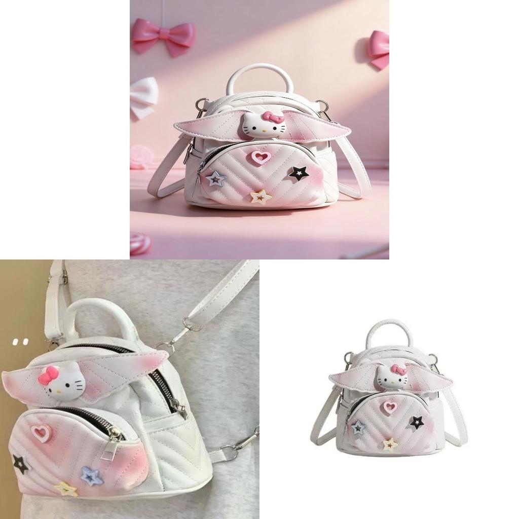 Мультяшный рюкзак Hello Kitty для девочек и мальчиков из ПУ-материала с милым дизайном для повседневного использования