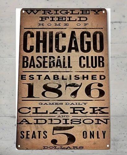 Chicago Cubs baseball Club Vintage Metal Tin Sign newAluminum