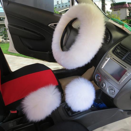 3 шт./компл. рулевое колесо из искусственной шерсти, стержень переключения передач, тормозной пушистый чехол, декор для автомобиля