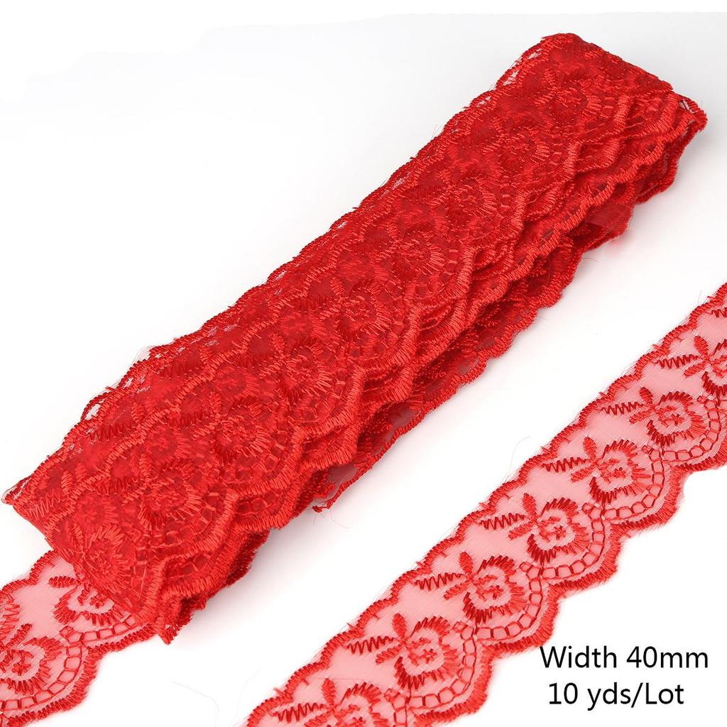10yards/lot Multi-Color Lace Trim Fabric 40MM Embroidered Net Lace Trim For Sewing Decoration DIY Embroidered Lace Ribbon