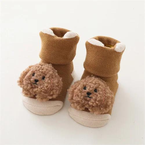 Зимние носки для малышей для мальчиков и девочек, плотные махровые теплые нескользящие детские носки на пол, детские аксессуары с героями мультфильмов, От 0 до 3 лет