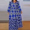 Women Plus Size Fashion Round Neck Long Sleeve Printed Dresses