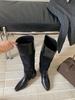 Retro style new suede splicing western knight boots women's square head thick heel but knee boots