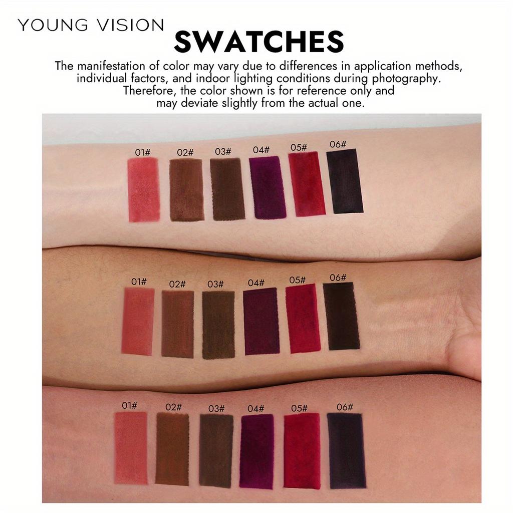 YOUNG VISION Матовый крем для губ 4-в-1: Водостойкий, Стойкий, Многофункциональный в 6 цветах