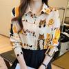 Autumn Fashion Temperament Printed Collar Chiffon Shirt Loose Top for Women Shirt