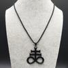 Satan Cross Necklaces Men Women Black Stainless Steel Church of Satan Symbol Pendant Kolye Necklace Jewelry gargantilla N645S03