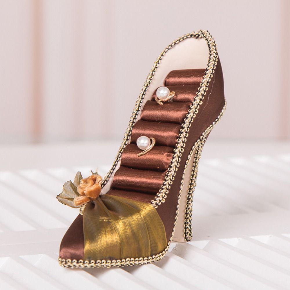 Элегантный бархатный стенд для колец, туфли на высоком каблуке, стойка для ювелирных изделий, дисплей для ювелирных изделий