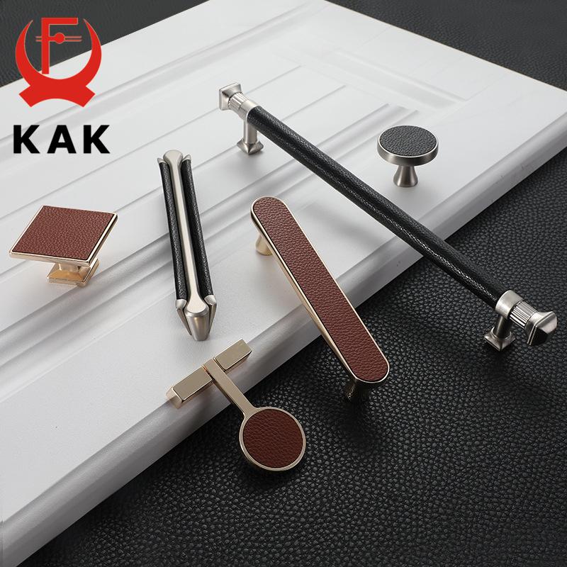 KAK Винтажные кожаные ручки и ручки для шкафа Ручки для дверей шкафа-гардероба, кухонного шкафчика Европейская цинковая сплавная мебельная ручка Фурнитура