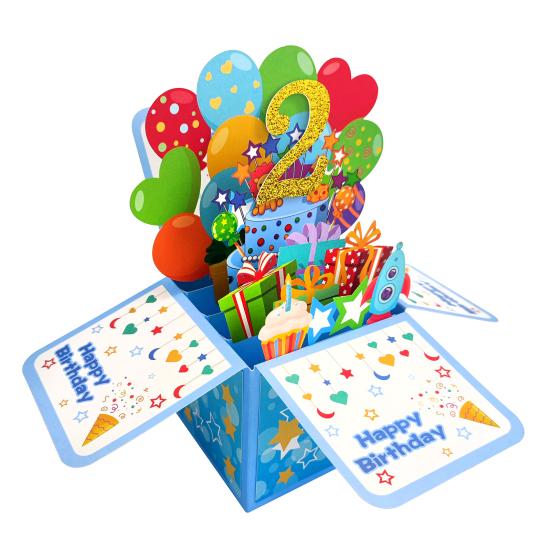 Birthday Greeting Card Foldable 3D Three-dimensional Design Happy Birthday Card Gift for Baby Daughter Son