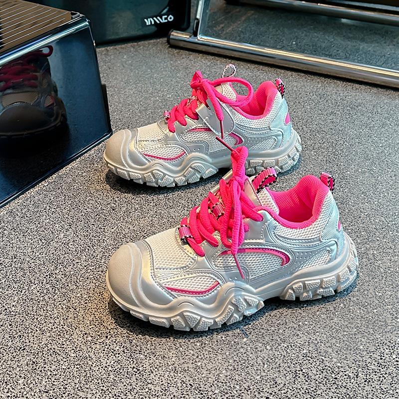 Осенние детские кроссовки для мальчиков, массивные нескользящие детские повседневные туфли, модные универсальные дышащие школьные баскетбольные туфли для девочек