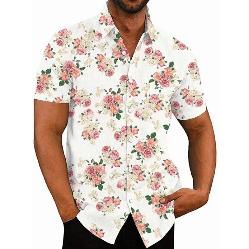 Men's Shirt For Men 3D Printed Flower Hawaiian Summer New Fashion Beach Shirt Comfortable Top Blouse Short Sleeves Streetwear