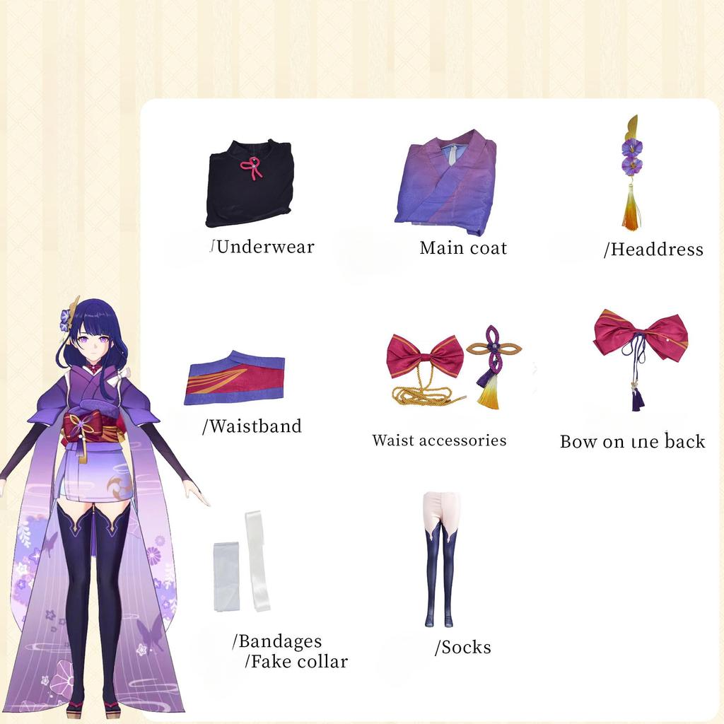 Игра Genshin Impact Костюм Raiden Shogun Baal Наряды Платье Парик Головной убор Raiden Ei Хэллоуин Карнавал Косплей Для Genshin