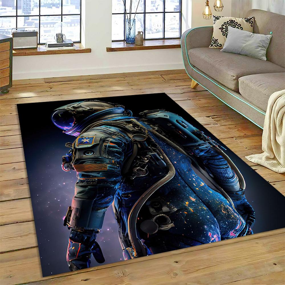 Outer Space Astronaut Universe Spaceman Cartoon Carpet Rug for Home Living Room Bedroom Sofa Doormat Decor,Kid Area Rug Non-slip