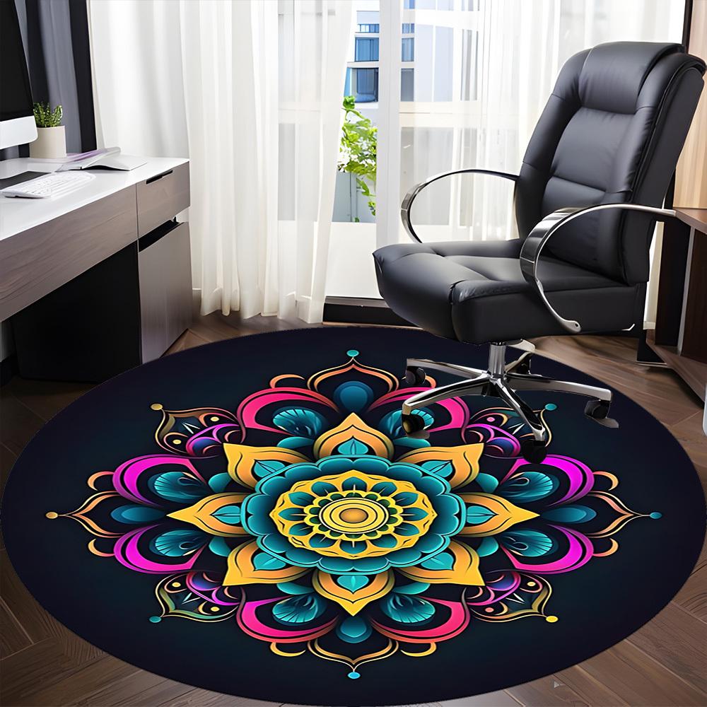 1pc Mandala Chair Carpet for Office, Soft Flannel Throw Mat, Perfect for Office, Holiday Party Decoration Choice yy260320144