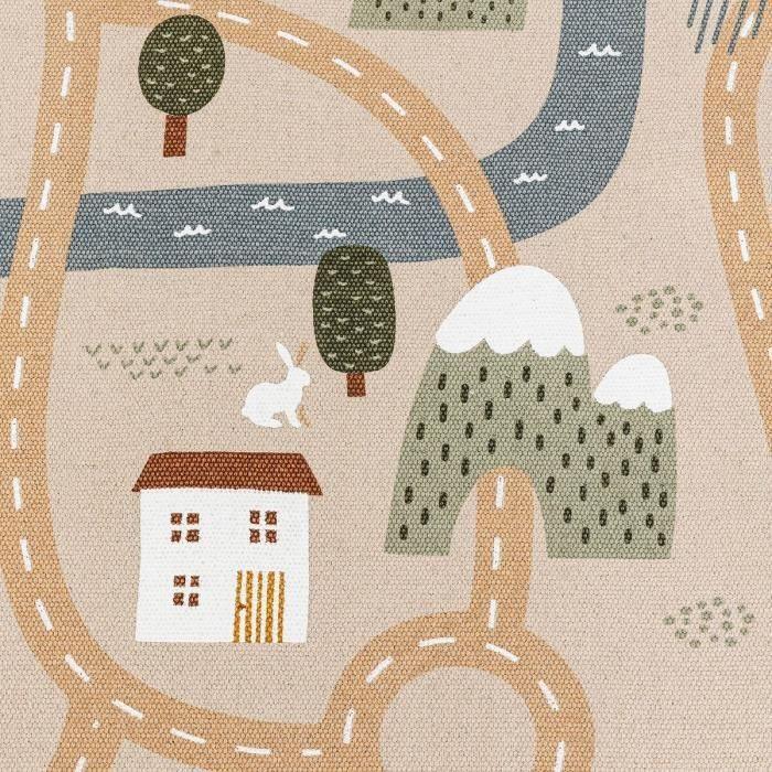Tapis de jeux enfant - Route - 100 x 150 cm - Antidérapant - Noir - Sobres - Coton