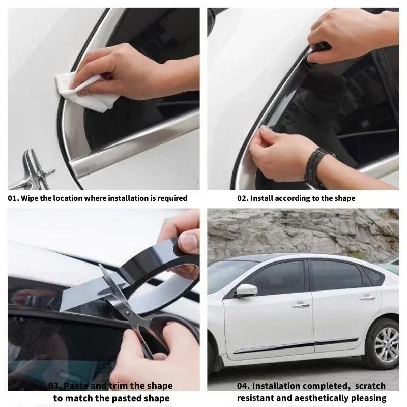 Stickers Bright Black Auto Window Edge Protector Trim Car Body Door Anti-scratch Protection Strip Chrome Styling Decorative