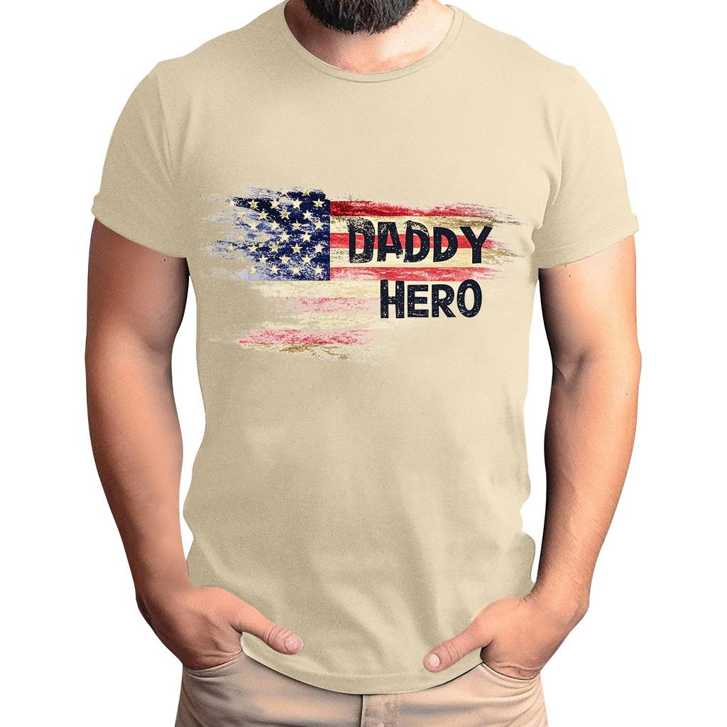 Мужская футболка с принтом флага ко Дню отца, мужской свободный повседневный топ с коротким рукавом