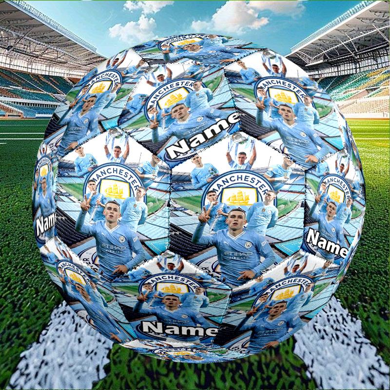 Custom Name Personalized Manchester City FC-A Print Size 5 Soccer Ball Training & Match Football, for Team, Kicking, Gift for Football Enthusiasts